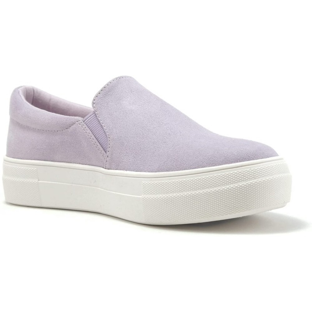 Women Platform Slip on Sneakers Lavender Memory Foam Loafer Casual Shoes Size 6